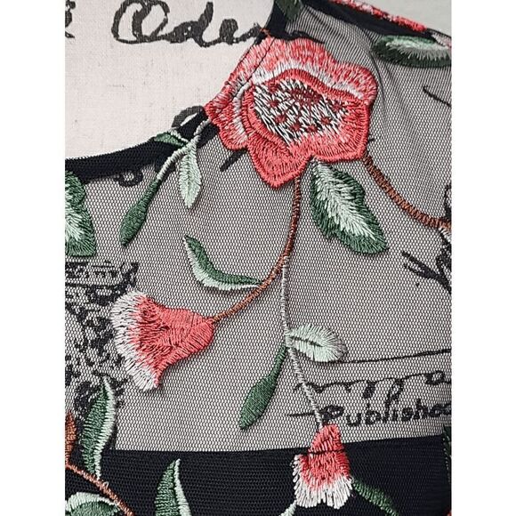 🌹Rose Embroidered Elegant Romantic Cocktail Classy Floral Dress XXL NWT - Picture 9 of 16
